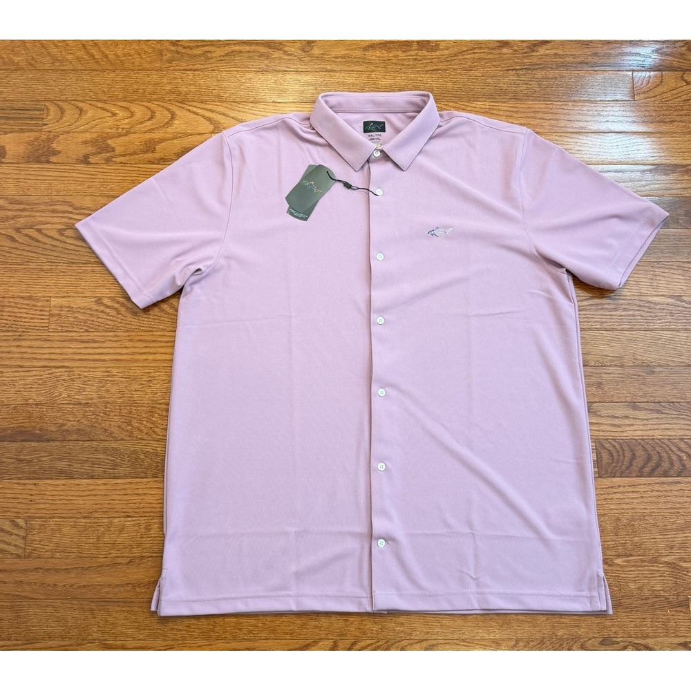 New Greg Norman Button-Down Shirt Mens 2XL Lavender Performance Stretch Golf